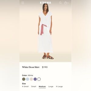 XiRENA White Deon Skirt, Chelsea Gauze 100% Cotton, Size Medium